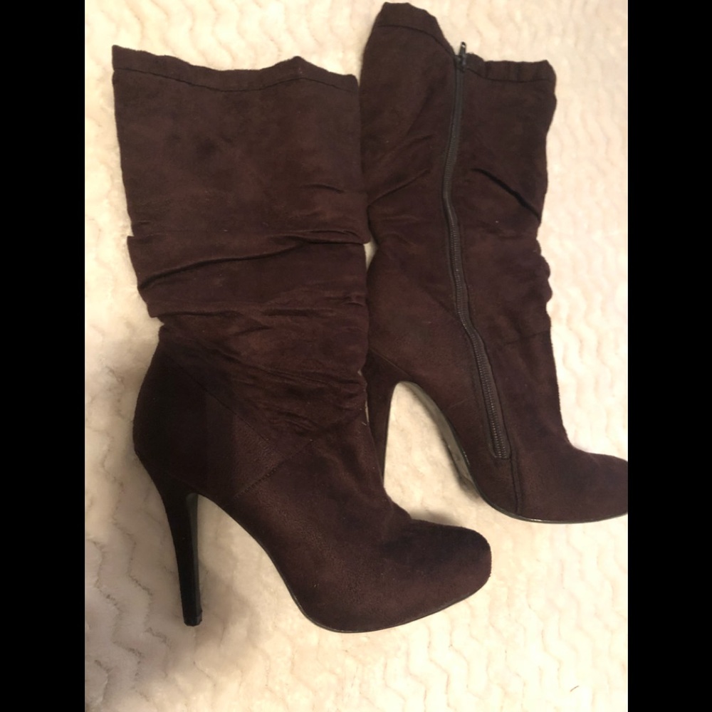 Brown suede boots